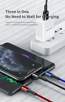 Nouveauté : Câble USB 3-en-1 66W Type-C Micro pour charge rapide et transfert de données pour téléphone portable, appareil photo et ordinateur