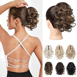 วิกผมหางม้าแบบสั้นมัดผมแบบคลิปมัดผมหางม้าปริมาณเส้นใยเคมีย้อมสีผมแบบสั้นปลอม - Product Image 4