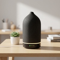 Diffuseur d'arômes ultrasonique en céramique noir mat de haute qualité unique avec 7 types d'LED pour une utilisation domestique