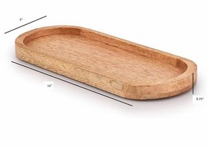 Nampan Sajian Kayu Oval Buatan Tangan yang Indah, Nampan Kayu yang Dipoles Tanpa Finishing untuk Penyajian Makan Malam, Camilan, Pesta, Liburan, Tahan Lama - Product Image 5