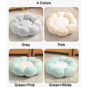 Cama de Lujo para Perros de Diseño, Acogedora Cama de Piel Sintética para Gatos con Forma de Cueva y Elemento Calefactor de Flores, Camas para Mascotas al por Mayor para Todas las Estaciones - Product Image 6
