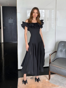 Robe élégante <span class=keywords><strong>rose</strong></span> à épaules dénudées King Mcgreen Star, à volants, ajustée pour mettre en valeur la silhouette, jupe longue - Product Image 3