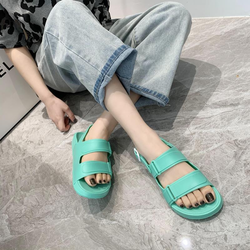 Korean Casual PVC Sandals for Women Summer 2022 Fashion Flat Sandals Shoes