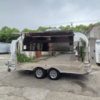 Remorque de restauration mobile en acier inoxydable pour pizzas, hamburgers, café, barbecue couvert