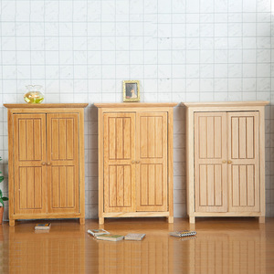 1:12 casa de muñecas en miniatura de alta calidad, modelo de dormitorio con armario de doble puerta, adornos de muebles de madera DIY para accesorios de tiro - Product Image 1