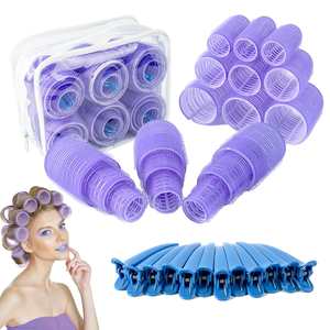 Lot de 30 bigoudis sans chaleur personnalisés en gros pour fabricants – Rouleaux à cheveux en plastique et nylon auto-agrippants avec pinces - Product Image 1
