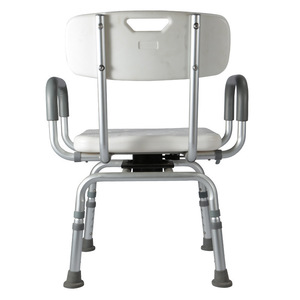 Shower Chair For Elderly Aluminum Alloy Swivel Seat Non Slip Bath <b>Stool</b> <b>With</b> Armrests And <b>Back</b> Support Adjustable Height - Product Image 1