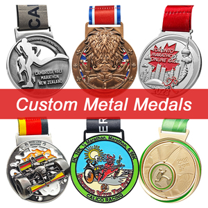 Square Mascot 5K Fun Run Logotipo personalizado Race Medallion Gold Champions League Marathon Sports Awards Metal Diseño personalizado Medallas - Product Image 1