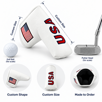 Housse de putter de golf personnalisée avec logo USA, en cuir PU imperméable, pour putter blade, broderie de luxe, accessoires de golf OEM