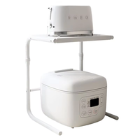 Prix de gros Cuiseur à riz à double étage pour cuisine, étagère de rangement pour friteuse à air Four à micro-ondes d'angle Étagère de rangement en acier au carbone