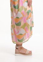 Femmes de luxe robe d'été à la mode en gros à la mode à manches courtes col en v imprimé manches chauve-souris décontracté longue robe bouton fait