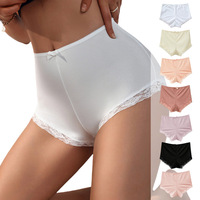 Culottes Confortables et Respirantes pour Femmes avec Bordure en Dentelle, Décoration Nœud Papillon, Couleur Unie, Idéales pour le Quotidien (Vente en Gros)
