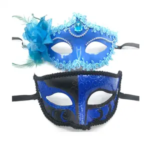 Payet ile yüksek kalite mavi tatil parti maskeleri çift toplu Mardi Sequin maskeleri