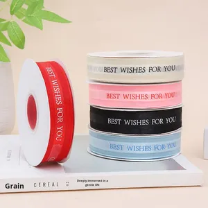 2.5cm Glitter dicetak 100% poliester tepi Satin benang pita tenun Inggris untuk kotak kue kemasan kotak hadiah - Product Image 3