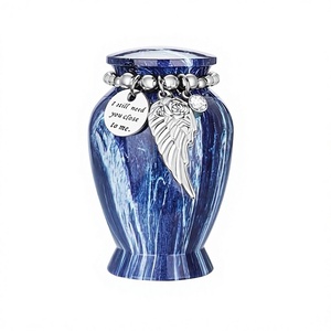 Urna de cremación colorida con dije de corazón plateado y etiqueta 'Para siempre en mi corazón', recuerdo conmemorativo para adultos, urna de cremación para cenizas humanas. - Product Image 5