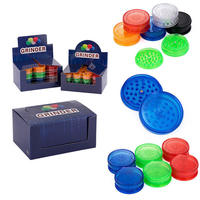 Nouveau style personnalisé 60mm broyeur à tabac manuel en plastique en 3 parties briquets colorés et accessoires pour fumer