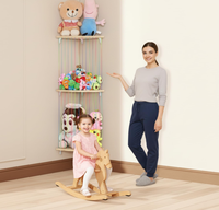 Hamac de rangement pour animaux en peluche porte-jouets en bois salle de jeux pépinière organisateur de stockage de jouets