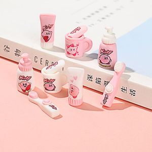 Lindo Kirby resina artesanía DIY accesorios pasta de dientes cepillo de dientes jabón baño Gel taza conjunto adornos en miniatura casa de muñecas - Product Image 1