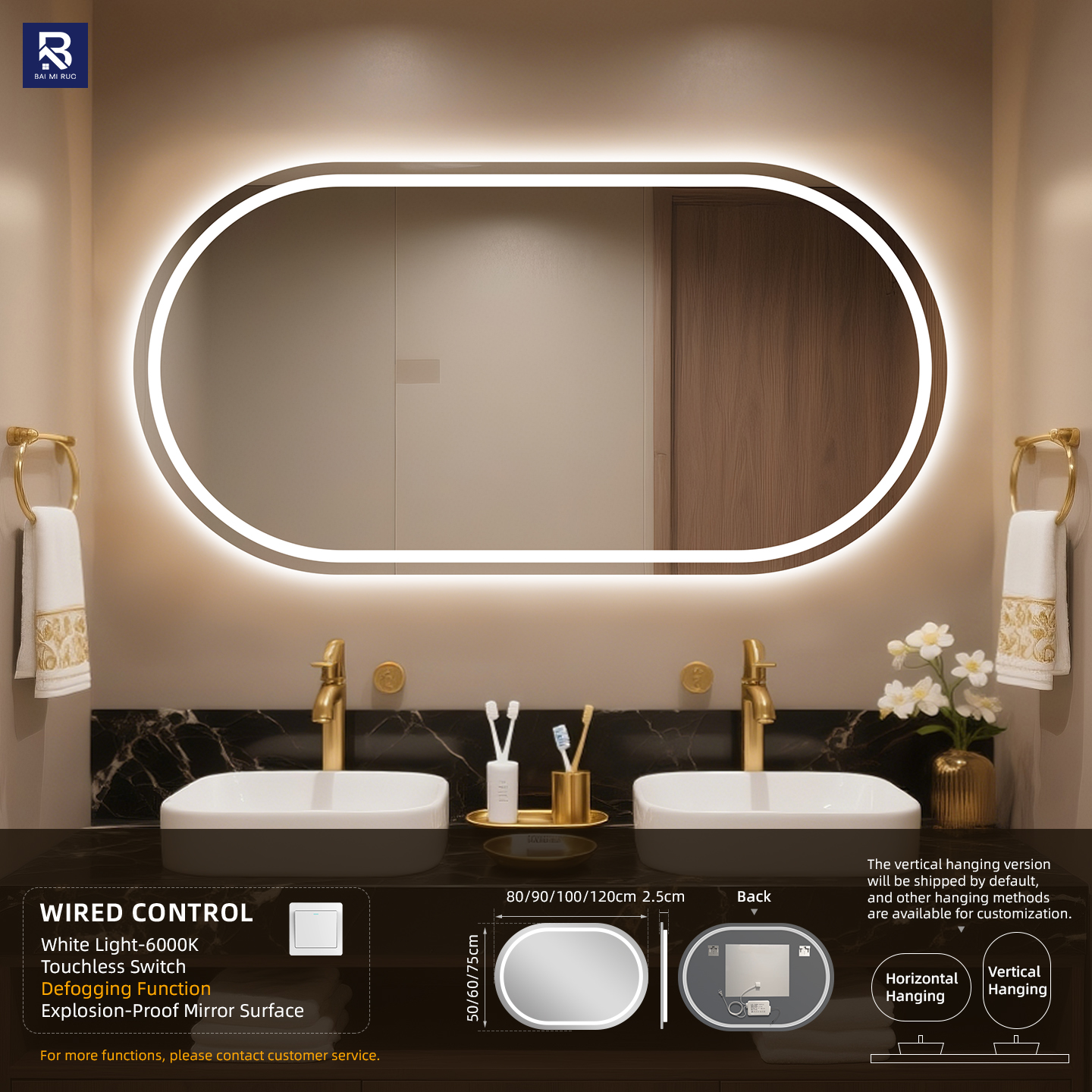 Control por cable + Luz blanca fría + Desempañador