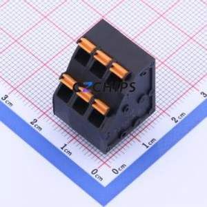 KFM736H-5.0-2*3P Spring Terminal Block Through hole Component (THT),P=5mm Connector 2x3P 5mm Black 6P - Product Image 1