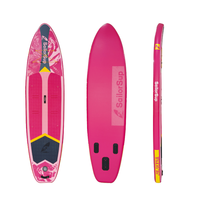 Planche à pagaie rose portable de 11'6'' avec tapis antidérapant en EVA, planche à pagaie pliable gonflable pour le surf sur lac, rivière, yoga
