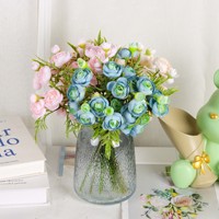 Bouquet de fleurs artificielles en tissu, fausses ranuncules persanes, pour mariage, vase, décoration intérieure et accessoires de photographie, fait main
