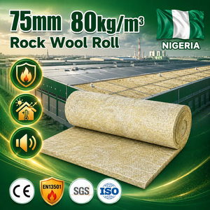 <span class=keywords><strong>Laine</strong></span> <span class=keywords><strong>de</strong></span> roche Africa CE écologique ignifuge 80kg/m³ 75mm en rouleau pour isolation thermique des toitures d'entrepôts industriels – Marché nigérian - Product Image 1