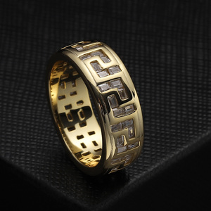 Bague en or uni, design simple, haute qualité, pour homme, bague signet en argent, or, rose, pour incrustation de zircon - Product Image 6