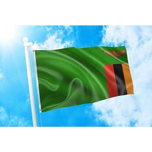 Hot Sale Manufacturer 3x5 Feet Zambia Zambian Banner Double Stitched Zambian <b>Flags</b> Polyester for National Country Events - Product Image 1