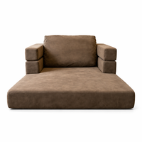 Canapé-lit modulaire moderne convertible avec fonction inclinable, accoudoirs carrés, revêtement en tissu et rembourrage en éponge pour appartement