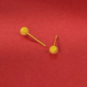 Pendientes de Oro Real de 24K, 999, con Cuentas de 5mm, 5G, para Mujer, Diseño 3D de Bola Dura, Marca Xinfly - Product Image 4