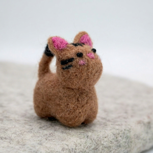 Handmade Felt Kittens <b>Wool</b> Craft Cats White <b>Brown</b> Black Animal Shape Decor For Home Child Indoor Use - Product Image 2