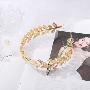 Serre-tête Orné de Feuilles Dorées Électroplaquées Style Baroque Vintage Tendance pour <span class=keywords><strong>Mariée</strong></span> - Product Image 2