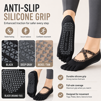 Chaussettes de Pilates professionnelles pour femmes, à cinq doigts, antidérapantes, coupe basse, pour la danse et le fitness
