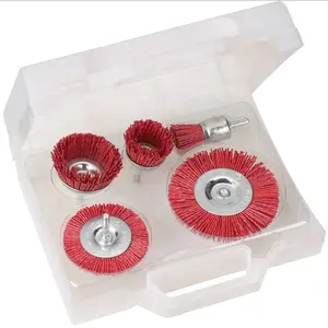 High quality Red Bristle Nylon Filament DIY Abrasive Wire Brush Kit for Drill