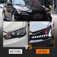 Faros Delanteros Modificados RGB para Mitsubishi Lancer X 2008-2018, Lámpara Frontal con LED DRL Actualizada a Estilo Defender