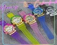 Jam Tangan Pintar Fashion Anak-anak Warna Campuran Casing Plastik Tali Silikon Alarm Lampu Belakang Tampilan Led Stopwatch Layar LCD 128x128