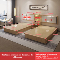 Ensemble de chambre à coucher en bois au design moderne personnalisé pour hôtels, villas, appartements – Lit double complet avec panneau et armoire individuelle portable