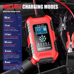 FOXSUR 12V 10A 24V 5A 7-stage Lead Acid AGM LiFePo4 Motorcycle Car Lithium Battery Digital LCD Large Display Automatic Charger - Product Image 3