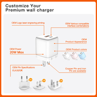 Chargeur PD 20W Adaptateur USB Type C Chargeur mural rapide en matériau GAN