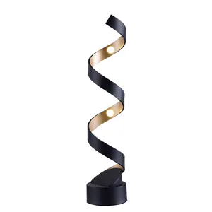 Atacado espiral levou candeeiro de mesa-Lâmpada de mesa de decoração moderna, espiral, para cama, lado preto, dourado