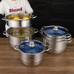 Batterie de cuisine de luxe en acier inoxydable à couverture bleue de 5 pièces nouvelle cuisinière à induction cuisinière à gaz cuisine à domicile différentes tailles casserole haute - Product Image 2