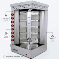 Machine à shawarma au gaz commerciale à 8 brûleurs, en acier inoxydable, gril vertical rotatif pour kebab, machine à barbecue du Moyen-Orient, certifiée CE