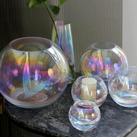 Boule de verre en forme de bol à poisson irisé soufflé à la main pour centre de table