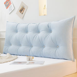 Couleur unie 2024 nouveau double boutonnage longue tête <span class=keywords><strong>de</strong></span> <span class=keywords><strong>lit</strong></span> coussin sac souple taille soutien grand dos anti-collision bébé bleu taie d'oreiller - Product Image 1