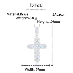 Bijoux chrétiens de luxe, chaîne cubaine hip-hop plaquée <span class=keywords><strong>or</strong></span>, pendentif croix halo serti de diamants CZ AAAAA pour hommes et femmes - Product Image 6