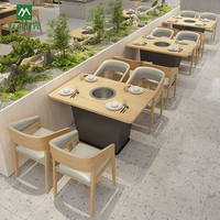 Mobilier de restaurant Hot Pot : Ensemble canapé et table pour buffet, café, aire de restauration, fauteuil en bois rembourré