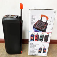 Altavoz Karaoke Portátil Inalámbrico con Ruedas NDR-1095 con Woofer Doble de 8 Pulgadas, Micrófono Inalámbrico, para Fiestas, Escenarios, BT, Alta Potencia, DJ