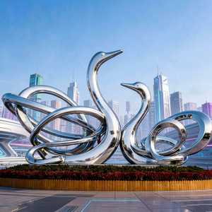 Escultura de Pájaro Personalizada en Acero Inoxidable, Acabado Espejo Pulido, Figura Abstracta para Decoración de Jardín Exterior - Product Image 1