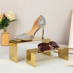 Expositor de acero inoxidable con estantes altos y bajos para calzado, expositor en forma de U para escaparates de tiendas de ropa - Product Image 1